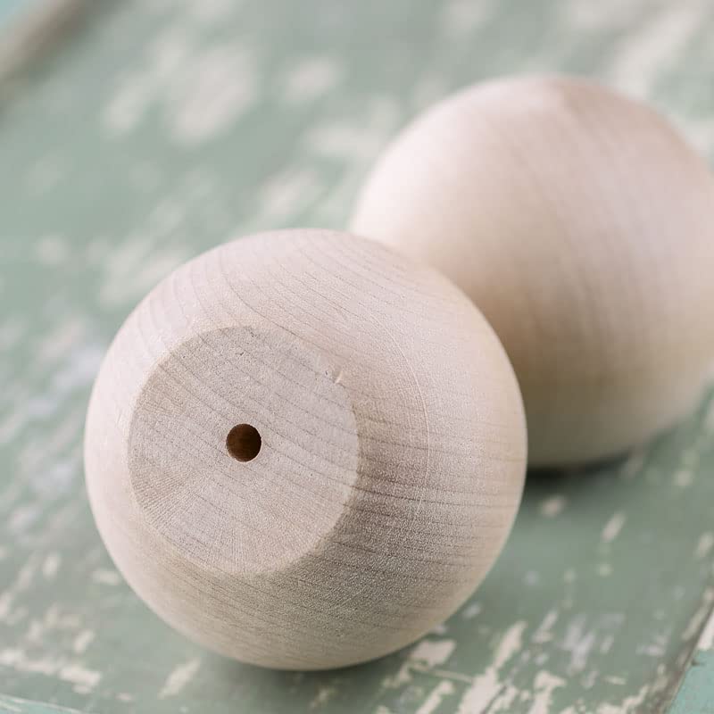 2-1/4 Inch Unfinished Wood Ball Knobs by Factory Direct Craft - 4 Wood Ball Knobs for Crafting and DIY Projects - WoodArtSupply