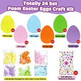 Hifunwu 24 Pcs Foam Easter Eggs for Crafts Easter Foam Crafts Stickers Set with Rhinestones Easter Crafts for Kids Party Favors Supplies Hifunwu