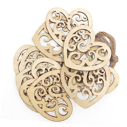 Anneome 10pc Wood Log Slices Unfinished Wood Slices Heart Shaped Wood Heart Wood Slices Unfinished Wood Cutouts Wood Heart Confetti Wood Log Discs - WoodArtSupply