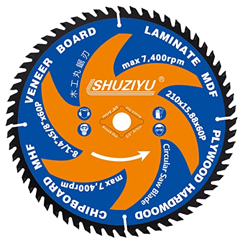 LSHUZIYU 8 1/4 Inch (210MM)-60T, Arbor 5/8"-Diamond, Smooth Cut Coating. Circular Saw Blade, Table Saw Blade, Miter Saw Blade, for Laminate, Veneer LSHUZIYU