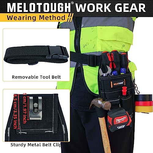 MELOTOUGH Pocket Tool Pouch Tool Belt Pouches with Belt Clip Utility Mini Tool Organizer Pouch for Electrician,Carpenter,Construction,Technician - WoodArtSupply