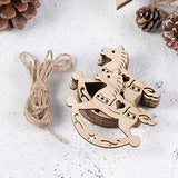 MAGICLULU 20pcs Unfinished Rocking Horse Wood Slice Hollow Wooden Horse Pattern Cutouts Hanging Wooden Horse Christmas Tree Ornament for Christmas MAGICLULU