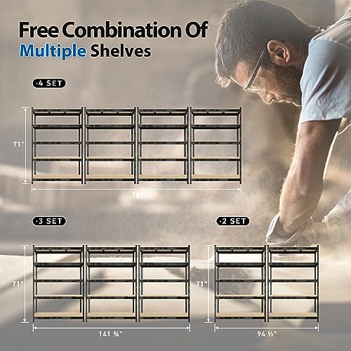 Prilinex Heavy Duty Storage Shelves 48" W x 24" D x 72" H - 2 Packs 5-Tier Adjustable Metal Garage Shelving Unit, Standing Utility Shelf Racks for - WoodArtSupply