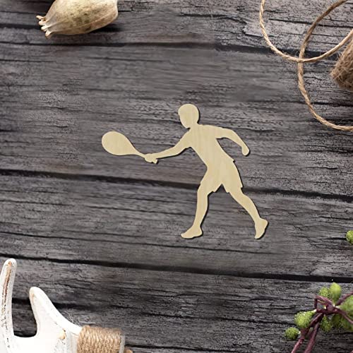 Tennis Player Wood Craft Unfinished Wooden Cutout Art DIY Wooden Signs Inspirational Wall Plaque Classic Hanging Wall Signs Decor for Home Kitchen Arupkeer