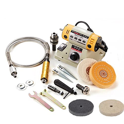 110V 350W Adjustable Speed Bench Grinder Polishing Machine For DIY Woodworking Jade Jewelry Dental Bench Lathe Machine With Metal Flexible Shaft - WoodArtSupply