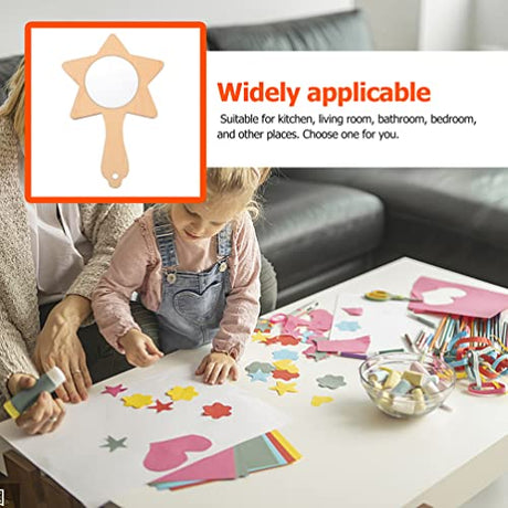 Kisangel Travel Accessories Travel Accessories 8pcs DIY Wood Mirror Handheld Wooden Craft Mirrors Unfinished Wood Handheld Mirror for Kids DIY Kisangel
