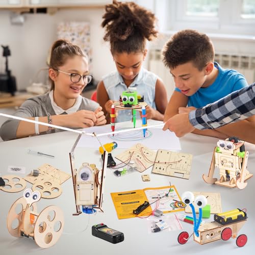 STEM Kits for Kids Ages 8-10-12, Robot Building Crafts Kit for Boys Age 6-8, Wood Science Projects, 3D Wooden Puzzles, Woodworking Model Christmas Yutin