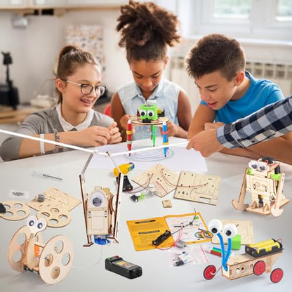 STEM Kits for Kids Ages 8-10-12, Robot Building Crafts Kit for Boys Age 6-8, Wood Science Projects, 3D Wooden Puzzles, Woodworking Model Christmas