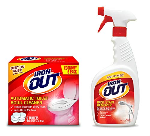 Iron Out Rust Stain Remover Automatic Toilet Bowl Cleaner Tablets and Powerful Gel Spray, 2 Count Iron OUT