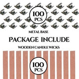 200PCS Wicks Wooden Set for Candles – 100 Wooden Wicks and 100 Candle Wick Clips for Candle Making Supplies Wood Candle Wicks for Soy Wax Wood Wicks YARRD