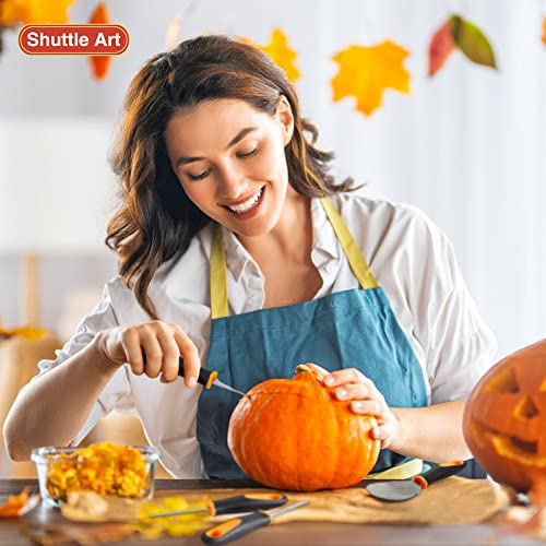 Shuttle Art 35 PCS Halloween Pumpkin Carving Kit, 11 PCS Professional Stainless Steel Pumpkin Carving Tools with 10 Stencils and 12 Electronic Shuttle Art