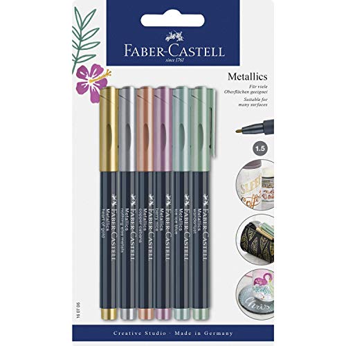 Faber-Castell Metallic Marker Blistercard - Full Range of 6 Colours - WoodArtSupply