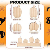 Thyle 4 Pcs Thanksgiving Fall Wooden Pumpkin Cutouts with a Holder 4 Design Unfinished Pumpkin Shaped Table Wooden Signs Blank Wood Pumpkin Cutout Thyle