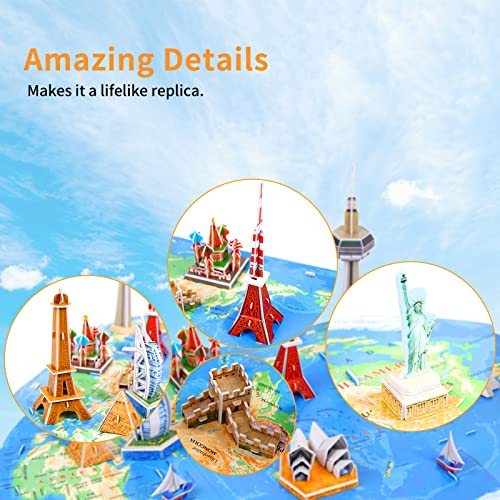 3D Puzzles for Kids World Trip Collection Toys Architecture Building Model Kits DIY 3D Jigsaw Puzzles Educational Fun Assembly Crafts Birthday Gift