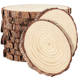 PINGEUI 10 Piece 7-8 Inch Natural Wood Slices, Unfinished Natural Wood Tree Slices with Bark, Large Round Tree Wood Discs Wooden Circles Tree Bark PINGEUI