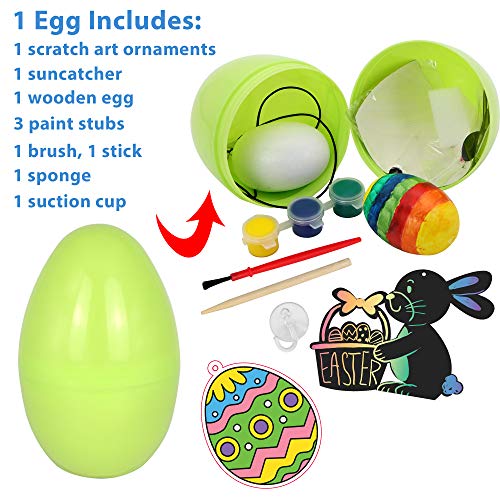 JOYIN 54 Pcs Easter Crafts Assortment Kit with Prefilled Easter Eggs Painting Kit Include Wooden Eggs, Suncatchers and Scratch Cards for Easter Party - WoodArtSupply