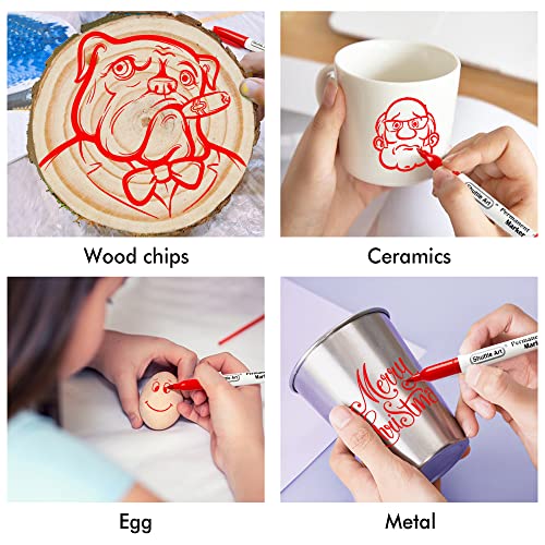 Shuttle Art Permanent Markers, 30 Pack Red Permanent Marker set,Fine Point, Works on Plastic,Wood,Stone,Metal and Glass for Doodling, Marking… Shuttle Art