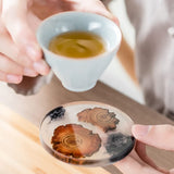 DIYOMR Set of 6 Wood Coasters with Holder, Resin Epoxy Coaster for Drinks, Cool Coaster Art for Home Office Coffee Bar Table Protection Decor (6 DIYOMR