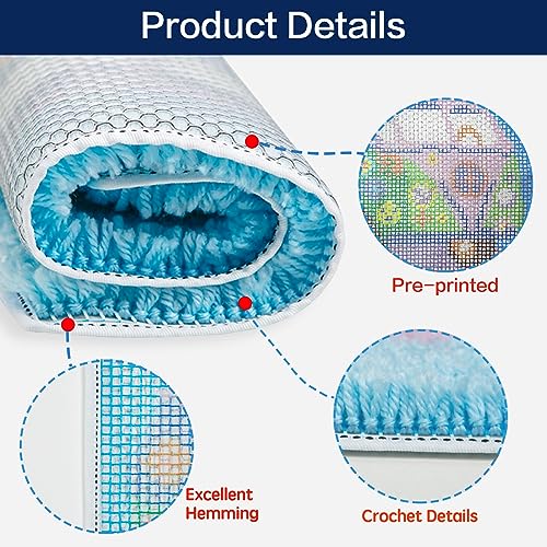 LAPATAIN Latch Hook Kits DIY Crochet Yarn Kits,Unicorn Carpet Embroidery Hook Rug Kit Needlework Sets Cushion for Kids or Adults Home Decor 20x15inch LAPATAIN