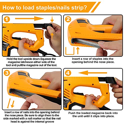 Hoteche Electric Brad Nailer/Stapler - 2-in-1 Power Staple Gun & Nail Gun for Woodworking & Upholstery - Includes 100Pcs 19/32-Inch Brad Nails & Hoteche