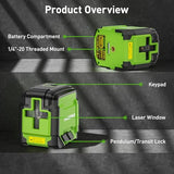Huepar Laser Level - DIY Self-Leveling Laser Level Tool Green Cross Line Laser Level for Picture Hanging, Construction Indoor Project, with 360° Huepar