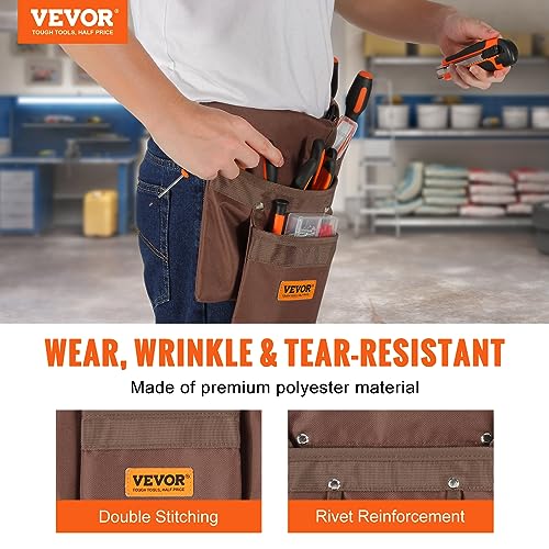 VEVOR Tool Belt, 13 Pockets, Adjusts from 29 Inches to 54 Inches, Polyester Heavy Duty Tool Pouch Bag, Detachable Tool Bag for Electrician, - WoodArtSupply