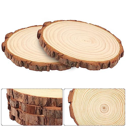 70 PCS 4-4.7 Inch Natural Wood Slices, Unfinished Pine Wood Circles with Barks for Coasters, DIY Crafts, Christmas Rustic Wedding Ornaments and - WoodArtSupply