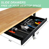 59" Bamboo Wood Garage Workbench w/Power Outlets & Drawer,Adjustable Height 25.4"-35.2",Multifunctional Workstation on Wheels 2000 Lbs Commercial RELIANCER