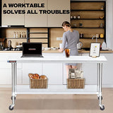 Food Prep Stainless Steel Table - DuraSteel 30 x 72 Inch Metal Table Cart - Commercial Workbench with Caster Wheel - NSF Certified - For Restaurant, DuraSteel