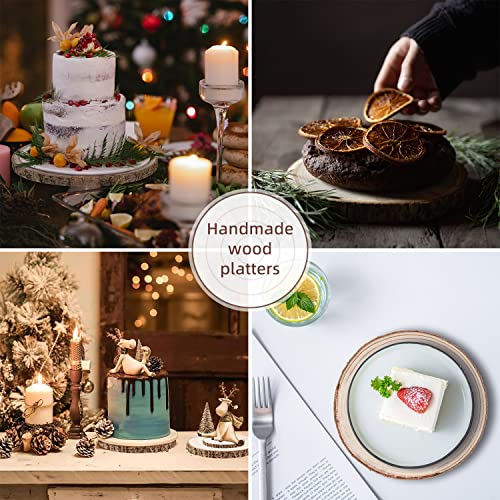 Maputune 8 Pcs 7 - 8 inches Large Unfinished Wood Slices for Centerpieces, Natural Rustic Wooden Plate for DIY Craft, Round Wood Chips for Table Maputune