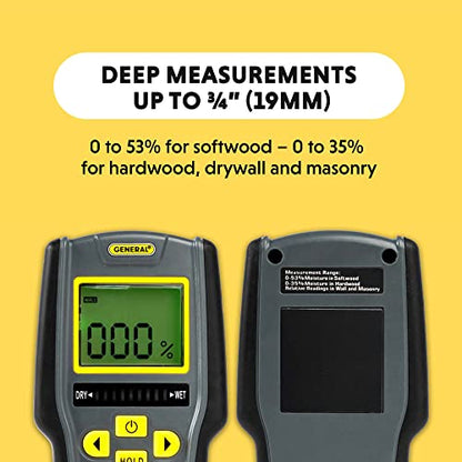 General Tools Digital Moisture Meter MMD7NP - Humidity Sensor- Pinless and Non-Invasive - WoodArtSupply