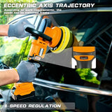 Orbital Polisher for Dewalt 20V Battery, 6inch 150mm Brushless Cordless Design Buffer Car Waxer with 6 speeds 750-6800RPM, 13PCS Polishing Nichilas