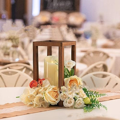 Wedding Lantern Centerpiece, 4 Set Rustic Wedding Table Decoration, Wooden Lantern Wedding, Wooden Candle Holder, Country Barn Wedding Gift, - WoodArtSupply