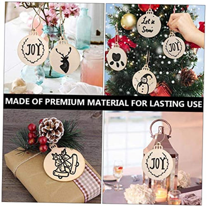 NOLITOY 90 Pcs Christmas Bell Wood Chips Handmade Pendants Wood Signs for Crafts Unfinished Predrilled Wood Circles Handmade Wood Circles DIY