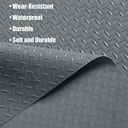 MYOYAY Rubber Garage Floor Mat 8.2 X 4 ft Diamond Plate Rubber Flooring Rolls Grey Heavy Duty Garage Flooring Roll Non-Slip Garage Floor Mats for