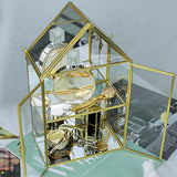 Wall Glass Cabinet Display for Perfume, Small Glass Display Curio Cabinets with Doors Wall Mounted, 2 Tiered Small Gold Curio Cabinet with Mirror Smilkat