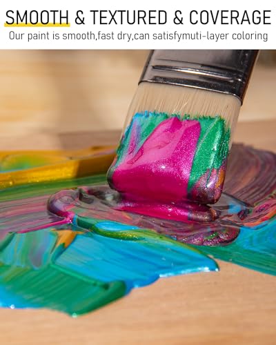 Nicpro Metallic Acrylic Paint Set (8.45 oz, 250 ml), 20 Colors Large Acrylic Paint Bulk, Non Toxic Art Painting Supplies for Multi Surface Canvas Nicpro