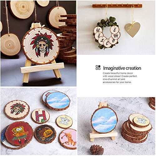 5ARTH Natural Wood Slices - 30 Pcs 3.1-3.5 inches Craft Unfinished Wood kit Predrilled with Hole Wooden Circles for Arts Wood Slices Christmas 5ARTH