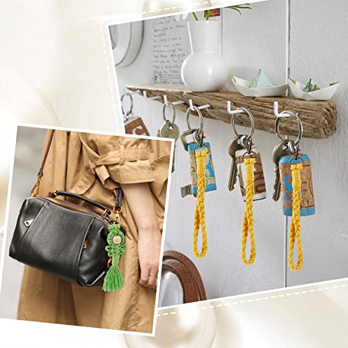 INFUNLY 8 Set Macrame Keychain DIY Kits Mini Boho Keychains Bag Charms Macrame Keychain Bracelet with Tassels for Car Key Purse Phone Instruction - WoodArtSupply