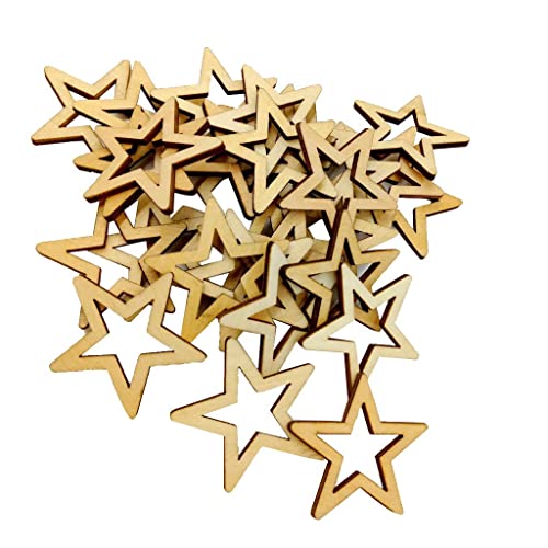 Jili Online 25 Pieces Hollow Star Shape Unfinished Wooden Embellishment Pieces for Scrapbook Craft 50mm Jili Online