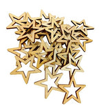 Jili Online 25 Pieces Hollow Star Shape Unfinished Wooden Embellishment Pieces for Scrapbook Craft 50mm Jili Online