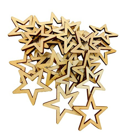 Jili Online 25 Pieces Hollow Star Shape Unfinished Wooden Embellishment Pieces for Scrapbook Craft 50mm Jili Online