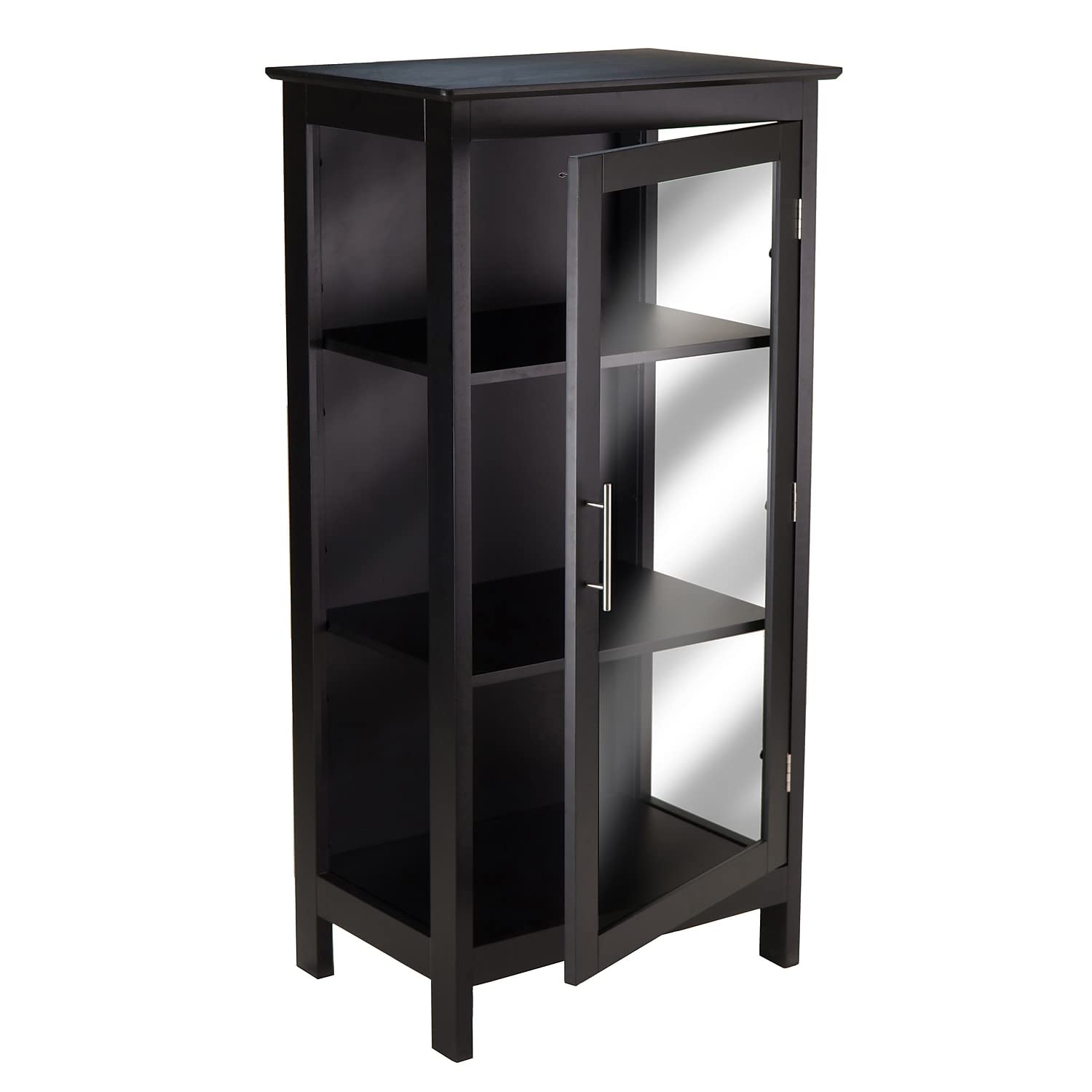 Winsome Poppy Display Cabinet with 3-Sided Tempered Glass, 47.2"H, Black (20523) - WoodArtSupply