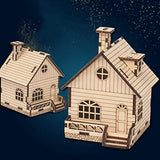 PartyKindom 1 Set DIY Music Box Wood House Figurines Christmas Village Scene Kids DIY Materials Unfinished Wood Xmas House Wooden Toys Educational PartyKindom