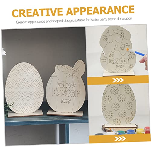 TEHAUX 7pcs Home Rabbit Decoration Animal Figurine Decor Unfinished Wood Easter Egg Easter Bunny Decor Easter Statues Spring Decor for Home Wood TEHAUX