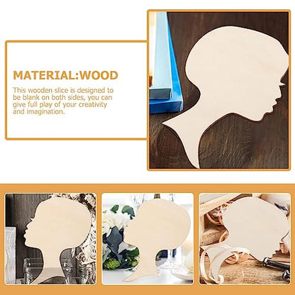 SAFIGLE 12pcs Painting Wood Chips Wooden Wreath Cutout Wood Slices African Girl Art Cutout Crafts for Women Unfinished Wood Cutout Wood Crafts - WoodArtSupply