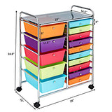 Giantex 15-Drawer Organizer Cart Office School Storage Cart Rolling Drawer Cart for Tools, Scrapbook, Paper (Multicolor) Giantex
