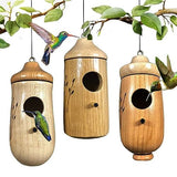 Wodpesur Hummingbird House - Natural Wooden Hummingbird Houses Bird Houses for Outside Hanging, Gardening Gifts Home Decoration, 3 Packs Wodpesur