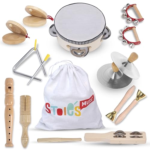 Stoie’s Wooden Music Set, Percussion Kids Musical Instruments, Montessori Unique Play Toddler Musical Instruments for Kids Ages 3, 5, 9, 12- Baby - WoodArtSupply