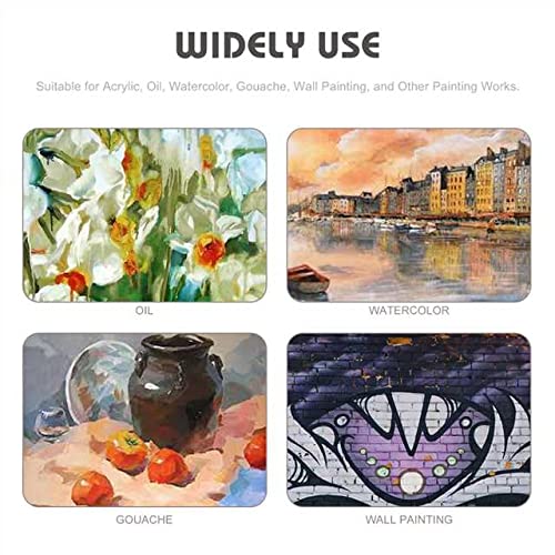 LIGHTWISH Set of 7 Flat Paint Brushes for Applying Gesso, Acrylic Paint, Oil Paint, Watercolor LIGHTWISH